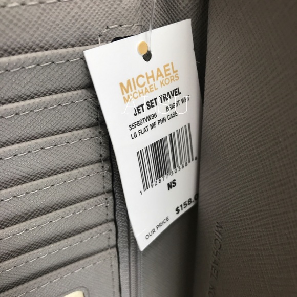 Michael Kors Flat Wristlet Wallet Mini Logo White - Picture 6 of 7